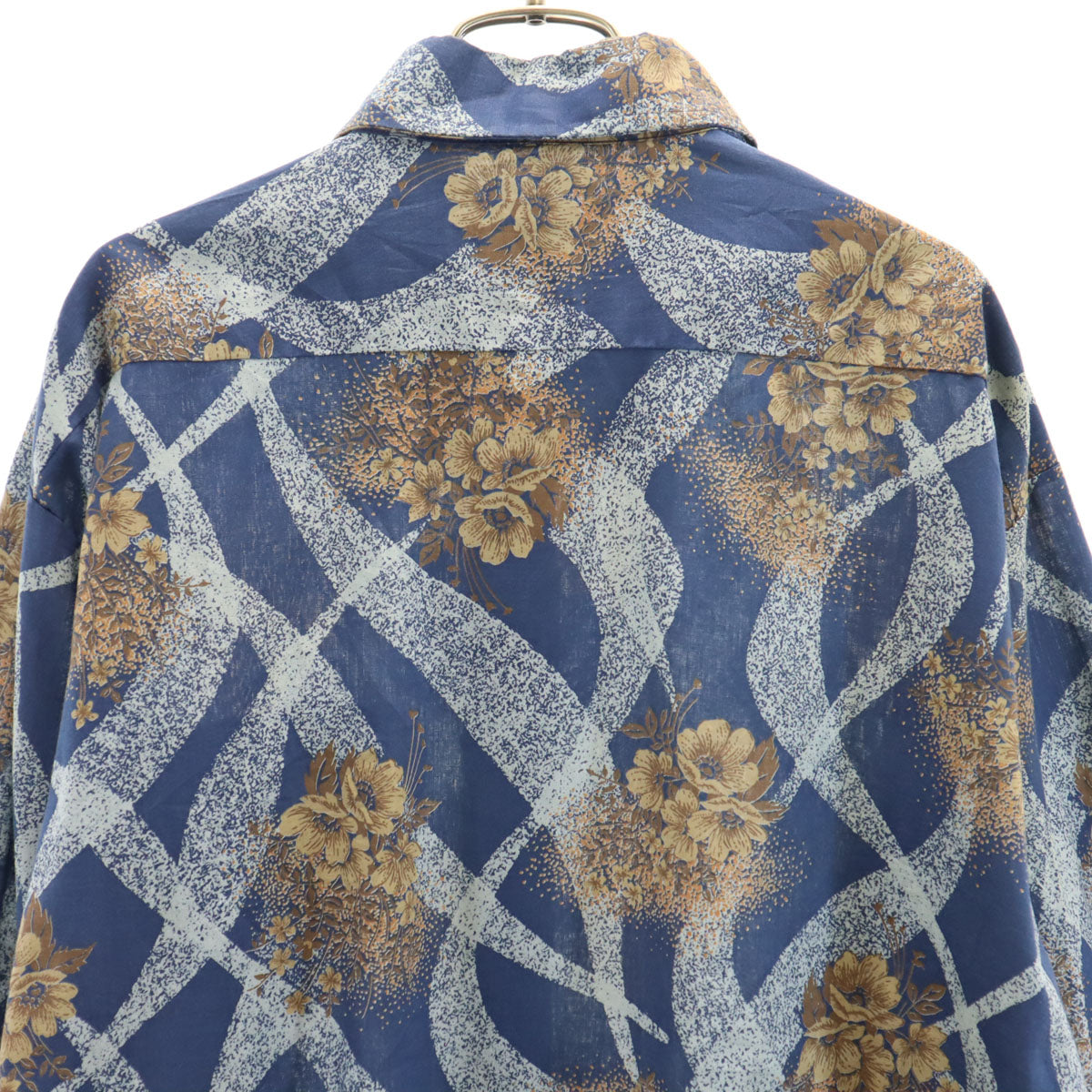 Country Gent 70s ヴィンテージ 花柄 長袖 シャツ XL ネイビー メンズ
