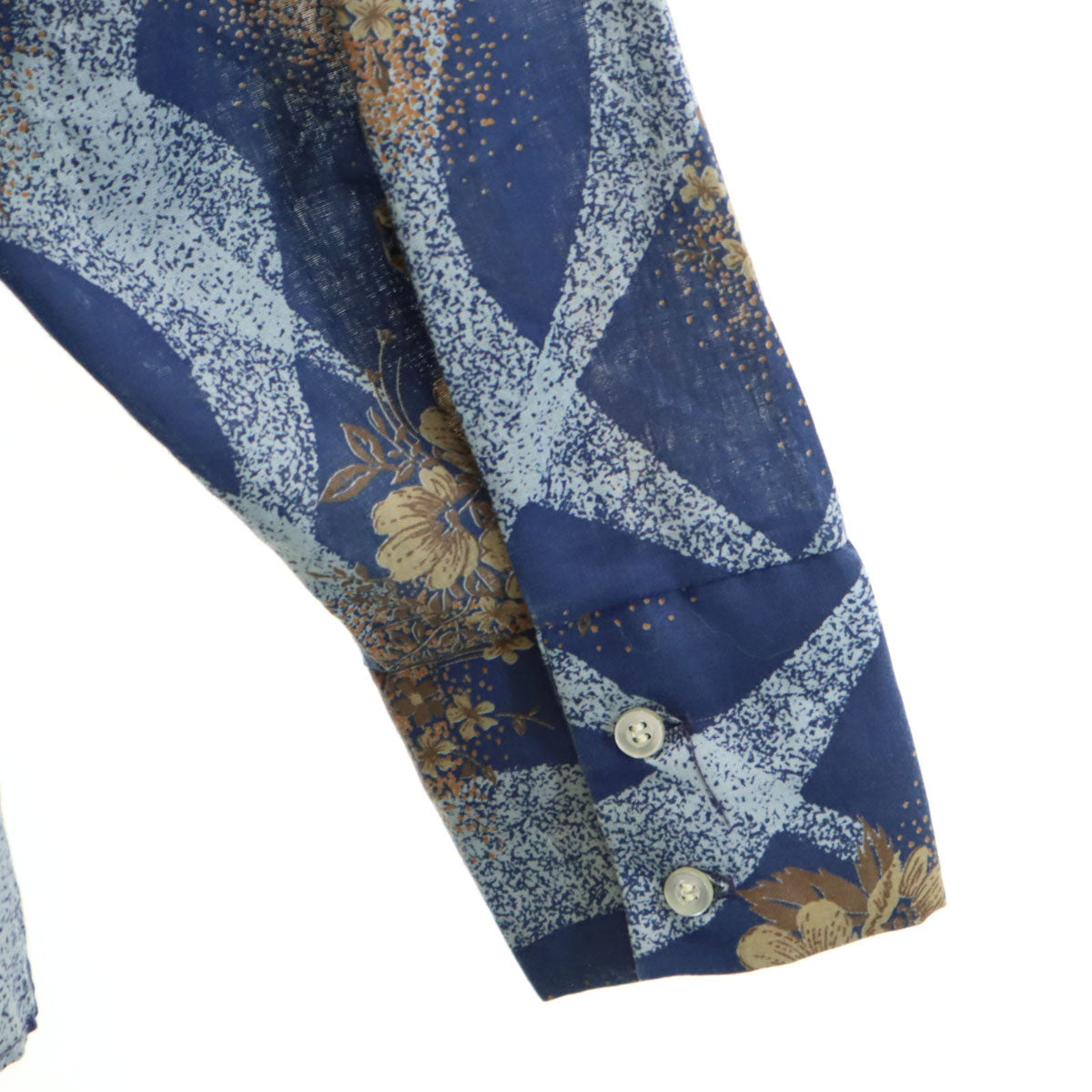 Country Gent 70s ヴィンテージ 花柄 長袖 シャツ XL ネイビー メンズ