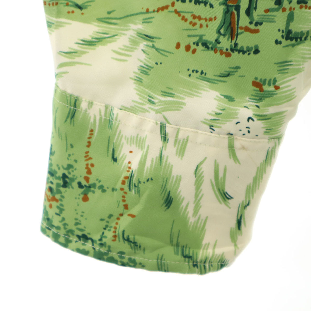 NuLook Fashions 70s ヴィンテージ 風景プリント 長袖 シャツ L 黄緑 メンズ