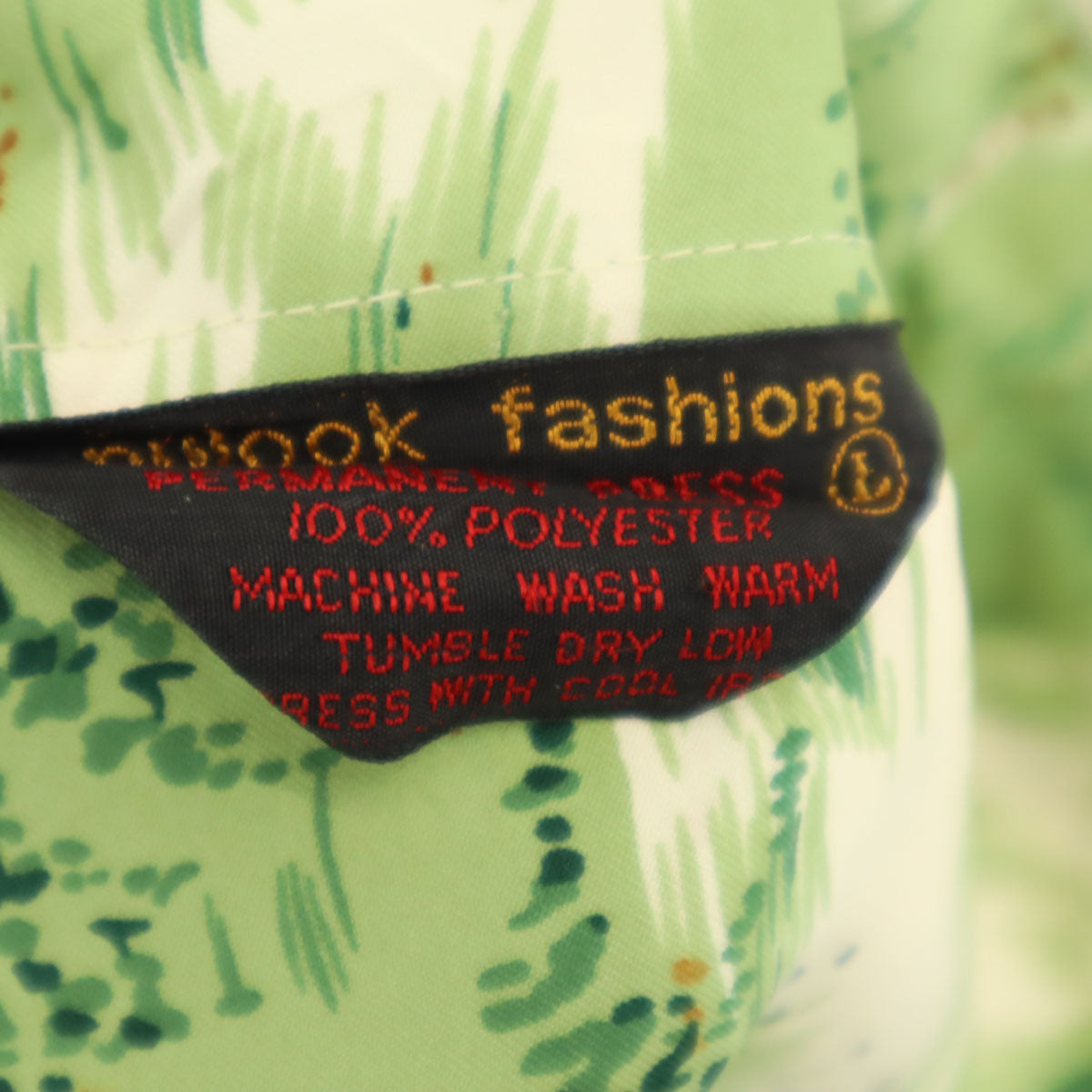 NuLook Fashions 70s ヴィンテージ 風景プリント 長袖 シャツ L 黄緑 メンズ