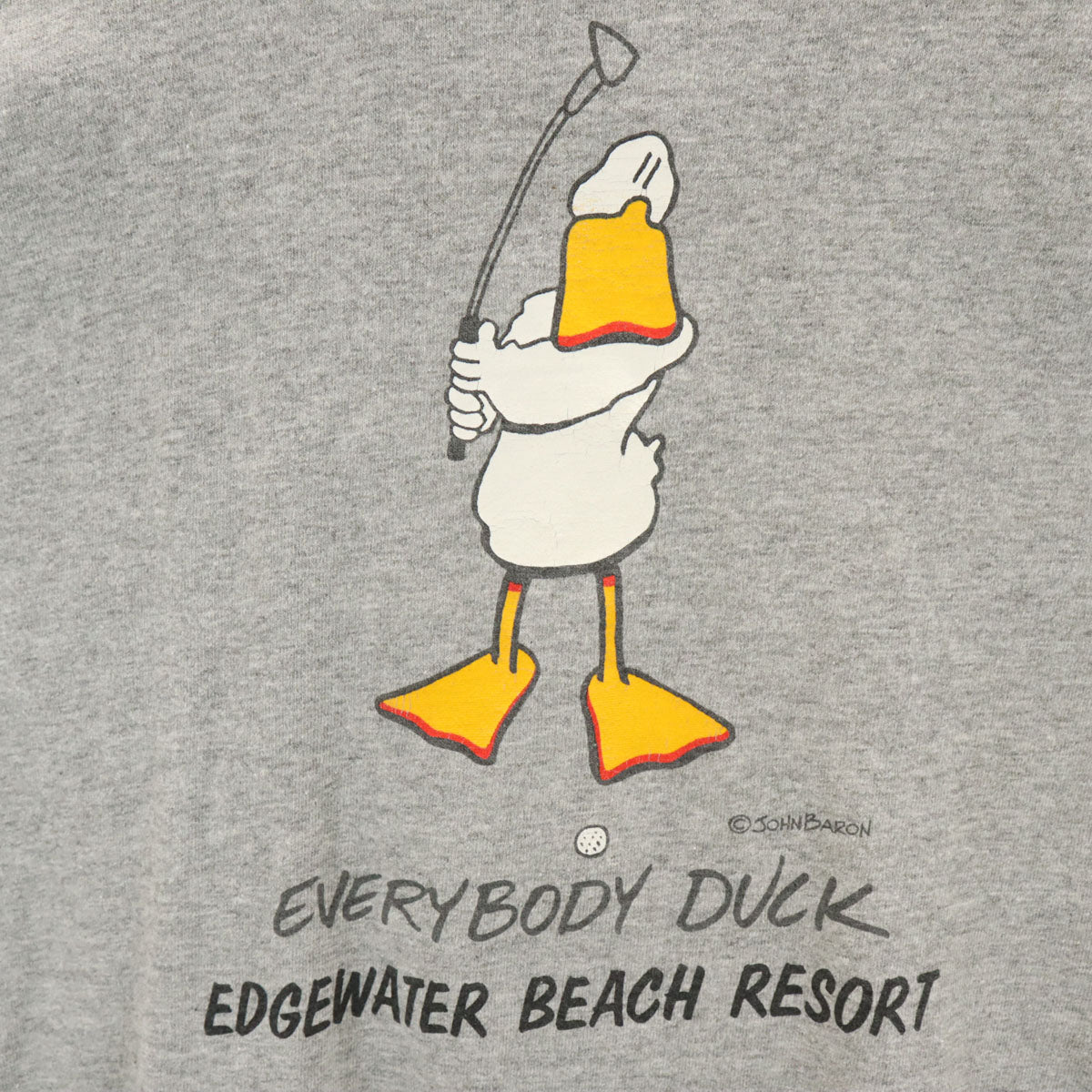 90s USA製 オールド ダック プリント 半袖 Tシャツ L グレー シングルステッチ メンズ