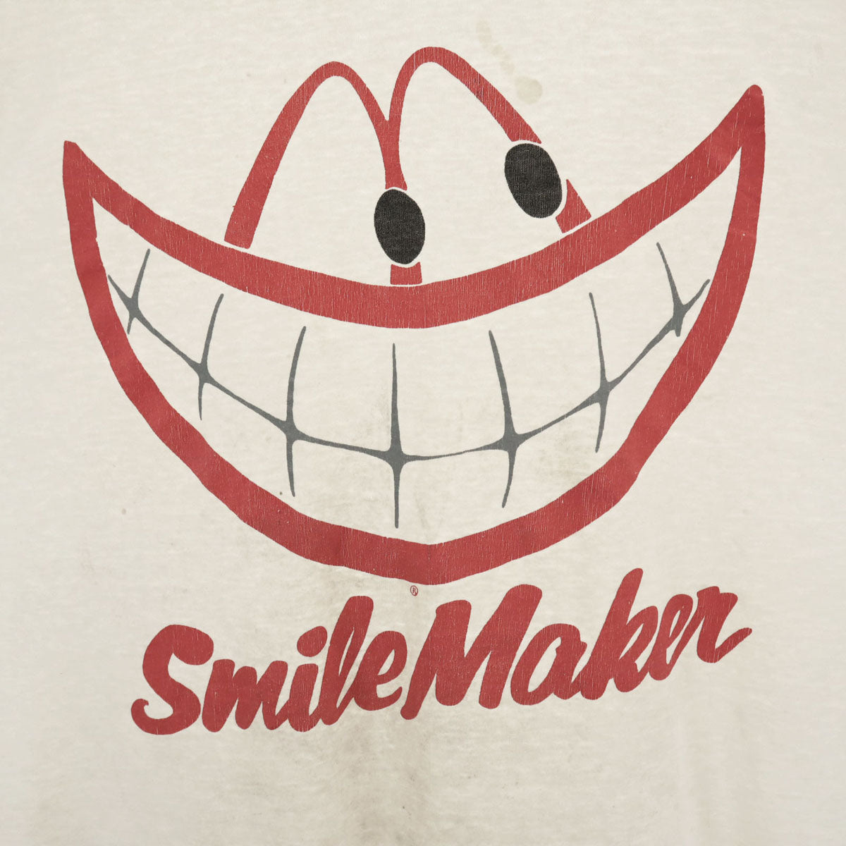 Hanes ヘインズ 90s USA製 オールド Smile maker プリント 半袖 Tシャツ XXL オフホワイト シングルステッチ ビッグサイズ メンズ