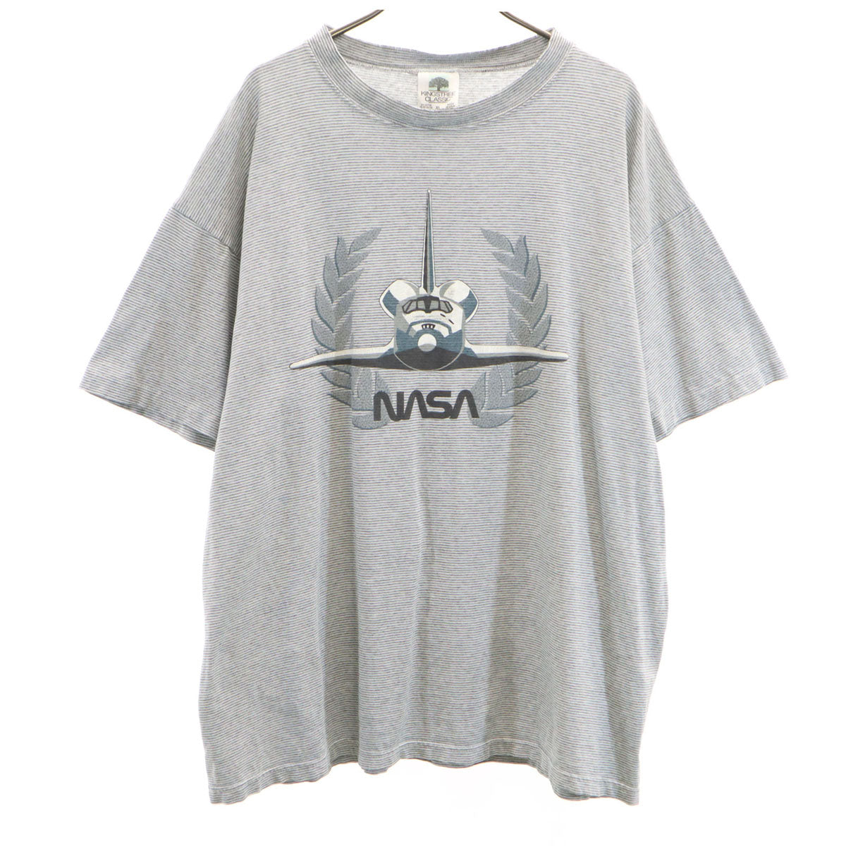 KINGSTREE CLASSIC 90s USA製 オールド ボーダー柄 NASA 半袖 Tシャツ XL グレー メンズ