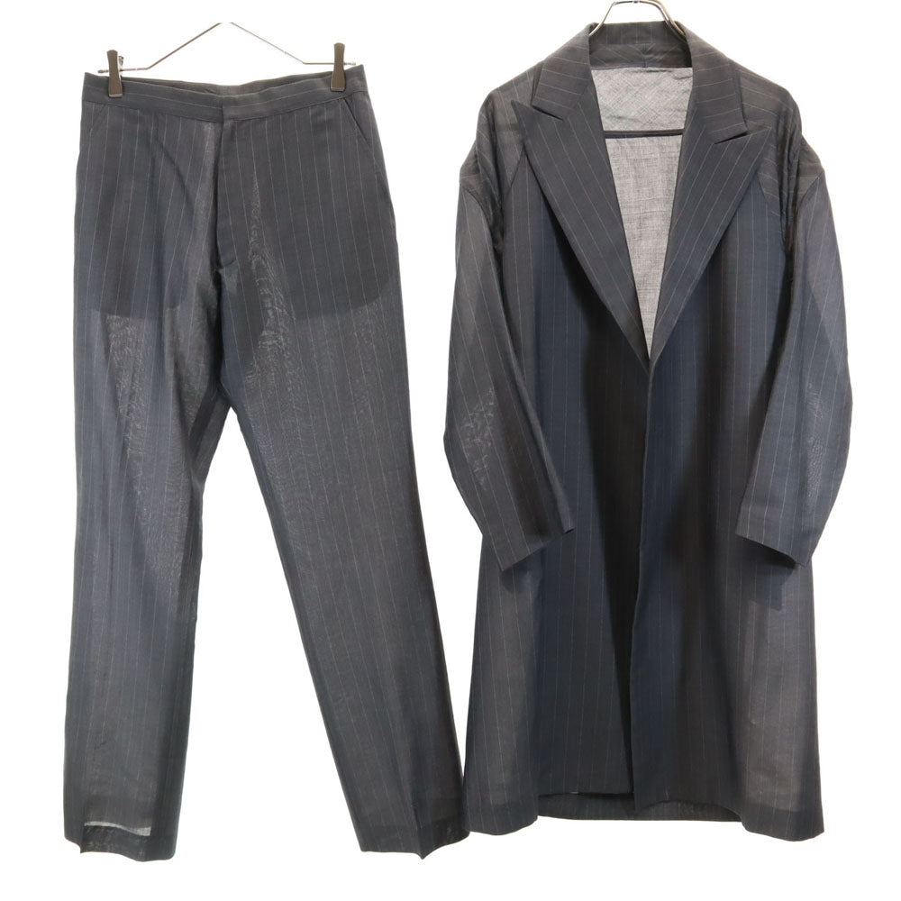 Yohji Yamamoto ヨウジヤマモト 日本製 ストライプ柄 コート 上下 セットアップ 1/3 グレー レディース