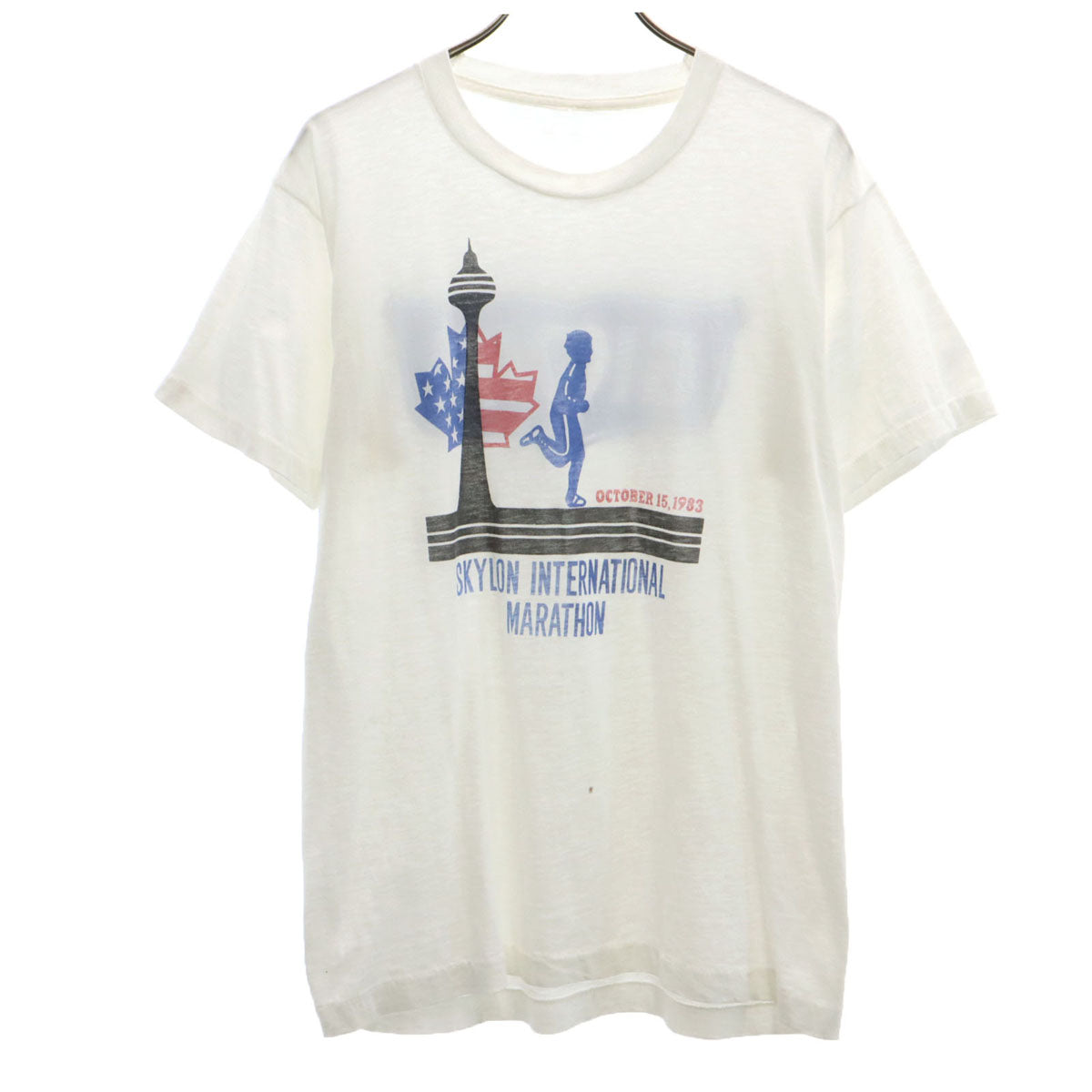 80s ヴィンテージ マラソン 半袖 Tシャツ ホワイト シングルステッチ メンズ
