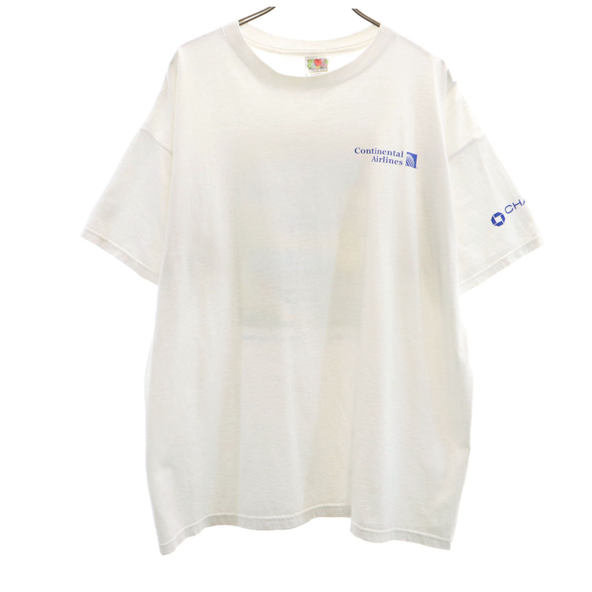 FRUIT OF THE LOOM BEST フルーツオブザルーム ベスト 90s オールド バックプリント コンチネンタル航空 チェース銀行 半袖 Tシャツ XL ホワイト 企業モノ メンズ