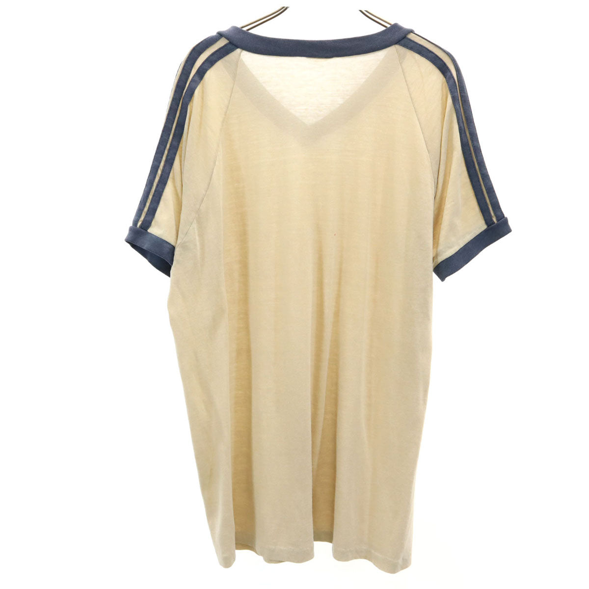 80s 90s オールド 半袖 Vネック Tシャツ ベージュ系 シングルステッチ メンズ