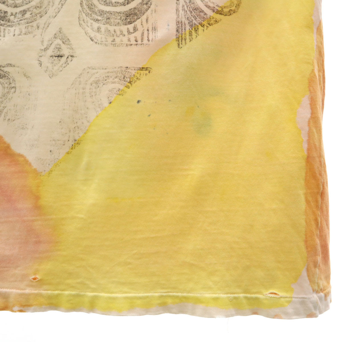 90s オールド トカゲ プリント 半袖 Tシャツ イエロー系 シングルステッチ メンズ