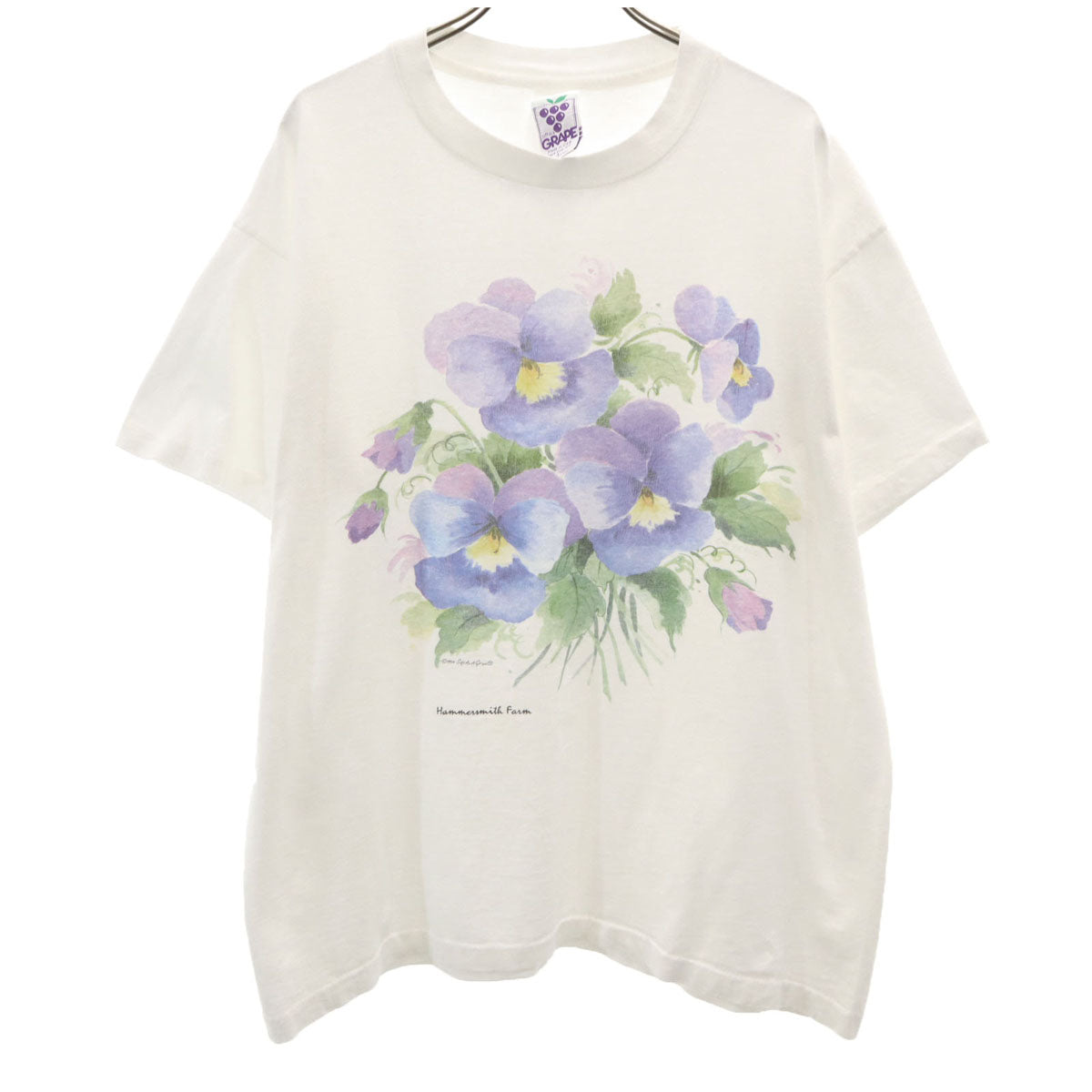 GRAPE グレープ 90s USA製 オールド 半袖 Tシャツ L オフホワイト シングルステッチ レディース