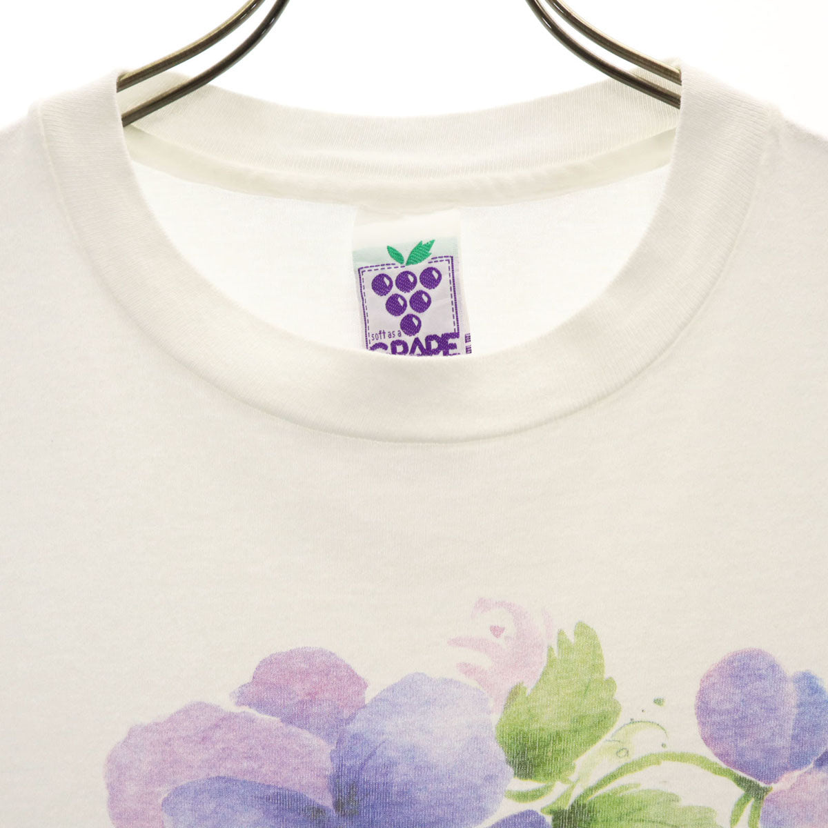 GRAPE グレープ 90s USA製 オールド 半袖 Tシャツ L オフホワイト シングルステッチ レディース