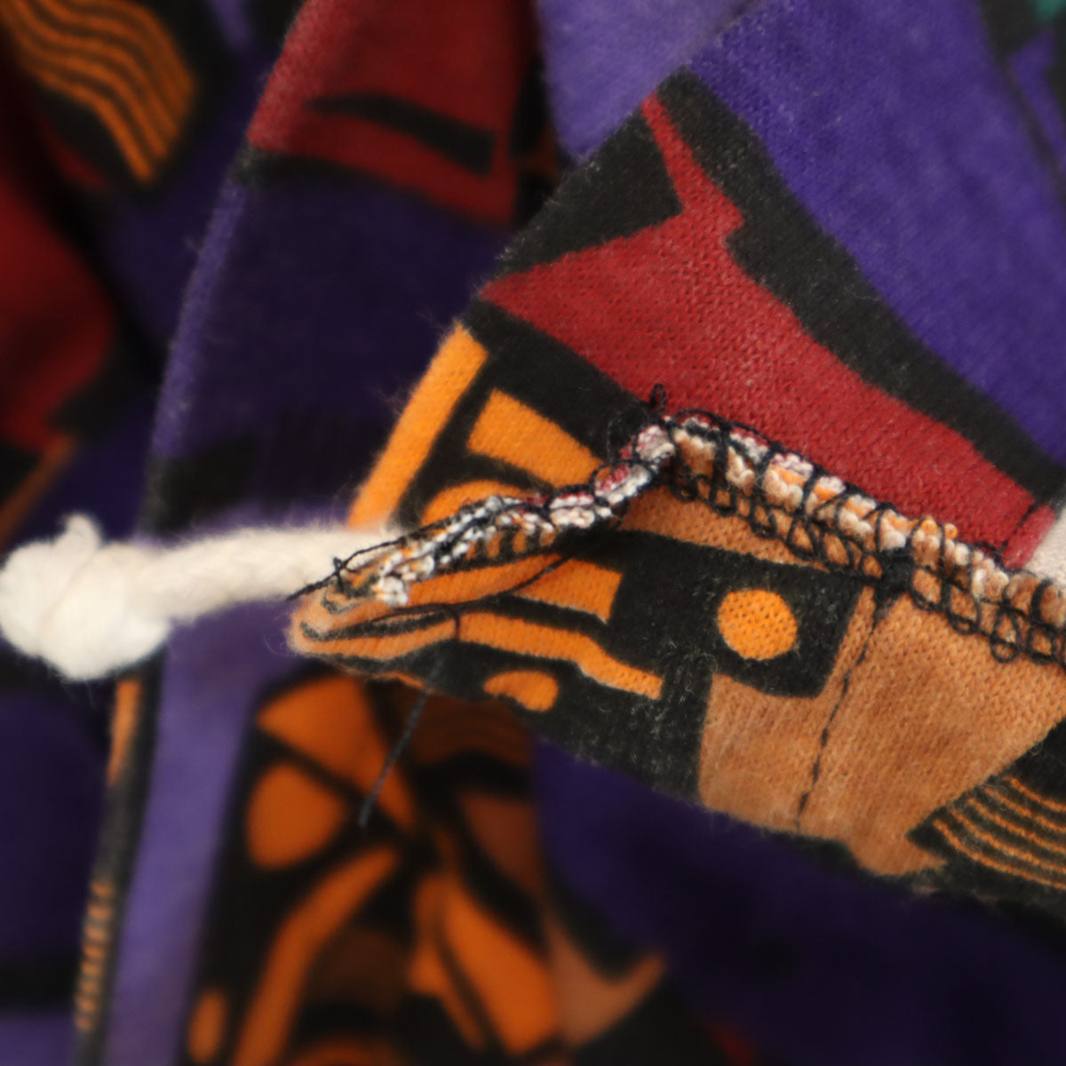 VIVI 90s USA製 オールド エスニック柄切替 7分袖 パーカー 上下 セットアップ ONE SIZE ブラック レディース