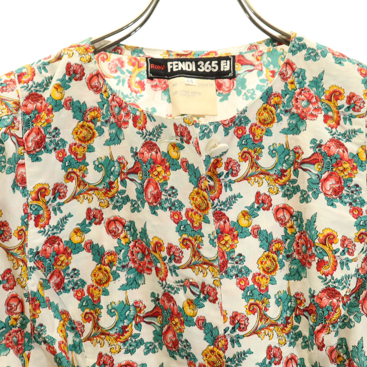 FENDI フェンディ イタリア製 花柄 半袖 ブラウス 上下 セットアップ 44 ホワイト スカート レディース
