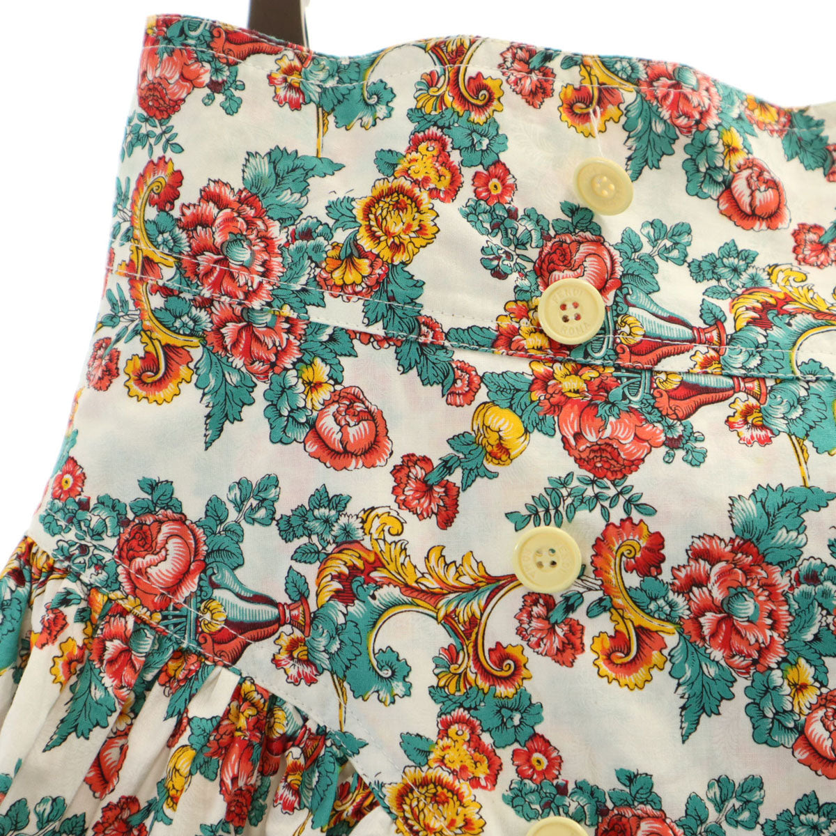 FENDI フェンディ イタリア製 花柄 半袖 ブラウス 上下 セットアップ 44 ホワイト スカート レディース