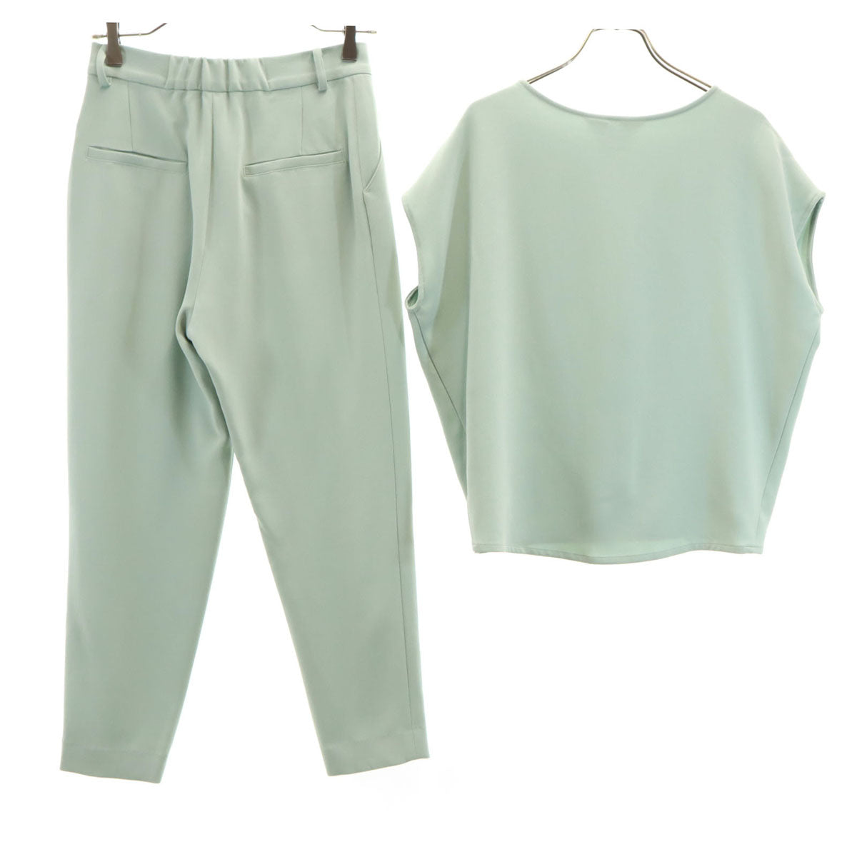 SOEJU ソージュ 日本製 フレンチスリーブ カットソー 上下 セットアップ XS グリーングレー レディース