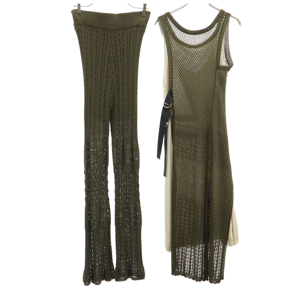 KOH.style コースタイル ノースリーブ サマー ニット 上下 セットアップ F カーキ レディース