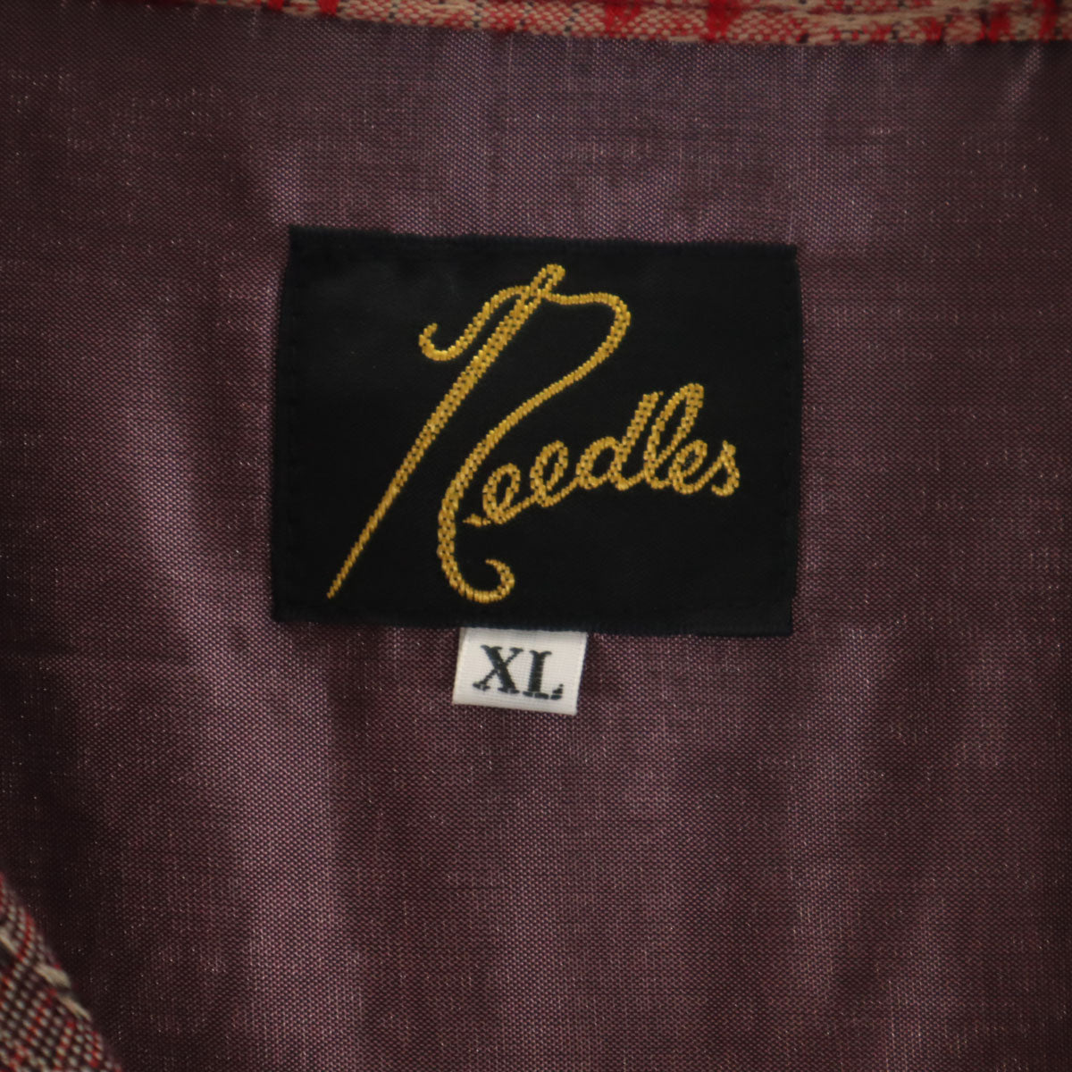 Needles ニードルズ 日本製 総柄 半袖 オープンカラーシャツ XL ボルドー メンズ