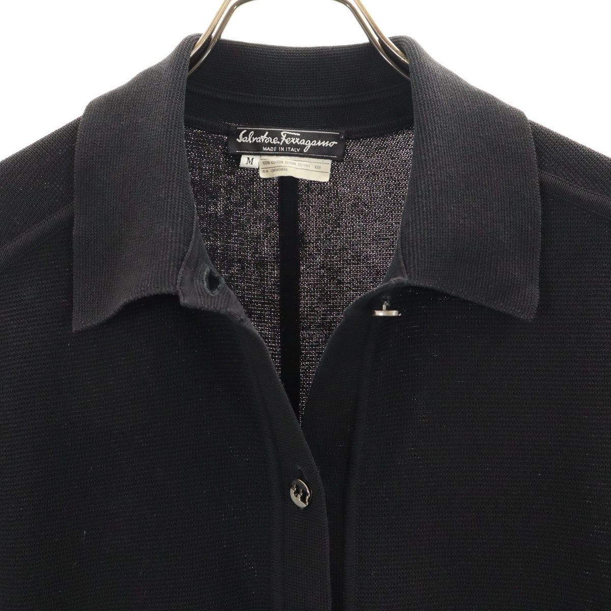 Salvatore Ferragamo サルヴァトーレフェラガモ 90s イタリア製 オールド 半袖 ニットカーディガン M ブラック レディース