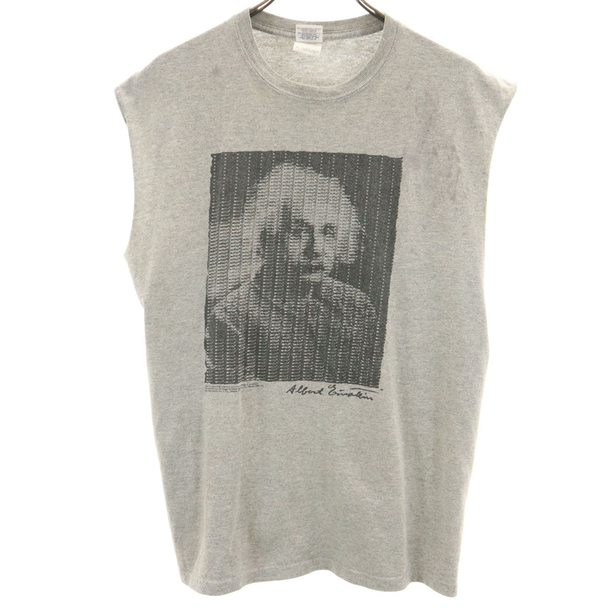 GILDAN ギルダン 90s オールド アルベルト アインシュタイン ノースリーブ Tシャツ M グレー メンズ