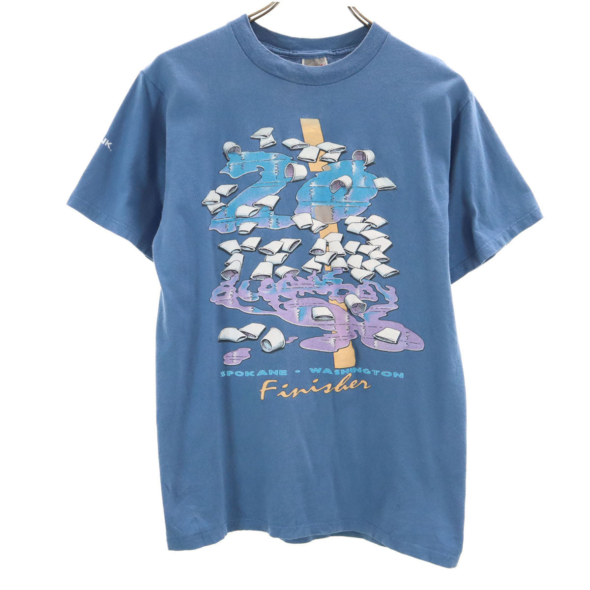 JERZEES ジャージーズ 90s USA製 オールド スポケーン ワシントン ランニングイベント 半袖 フィニッシャー Tシャツ M ブルー系 メンズ