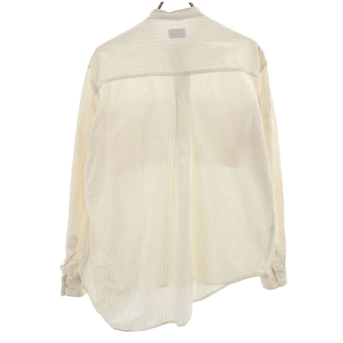 INDISKA インディスカ 80s ヴィンテージ ストライプ柄 長袖 バンドカラーシャツ L アイボリー プルオーバー メンズ