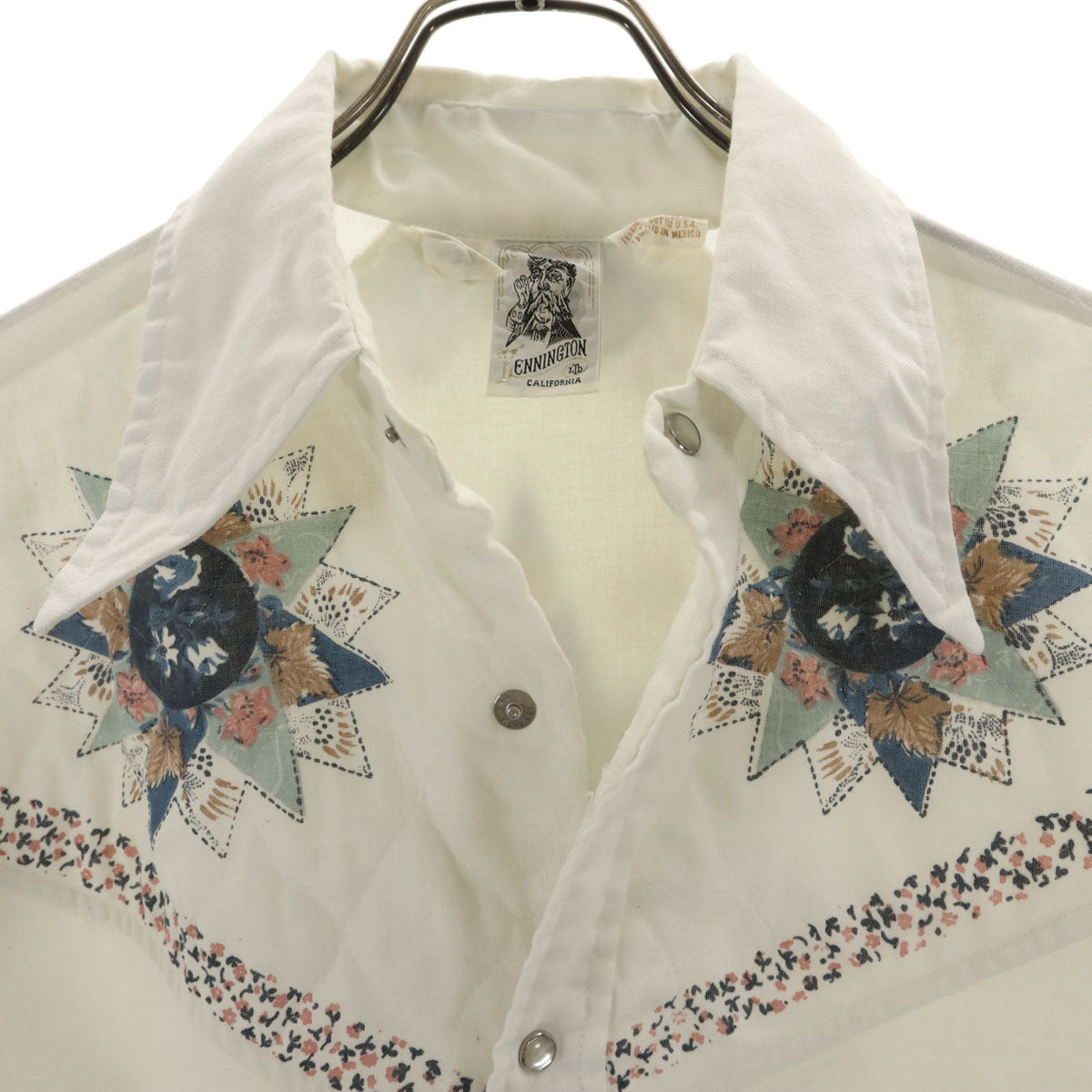 KENNINGTON ケニントン 70s ヴィンテージ 長袖 キルティング切替 シャツ L アイボリー メンズ