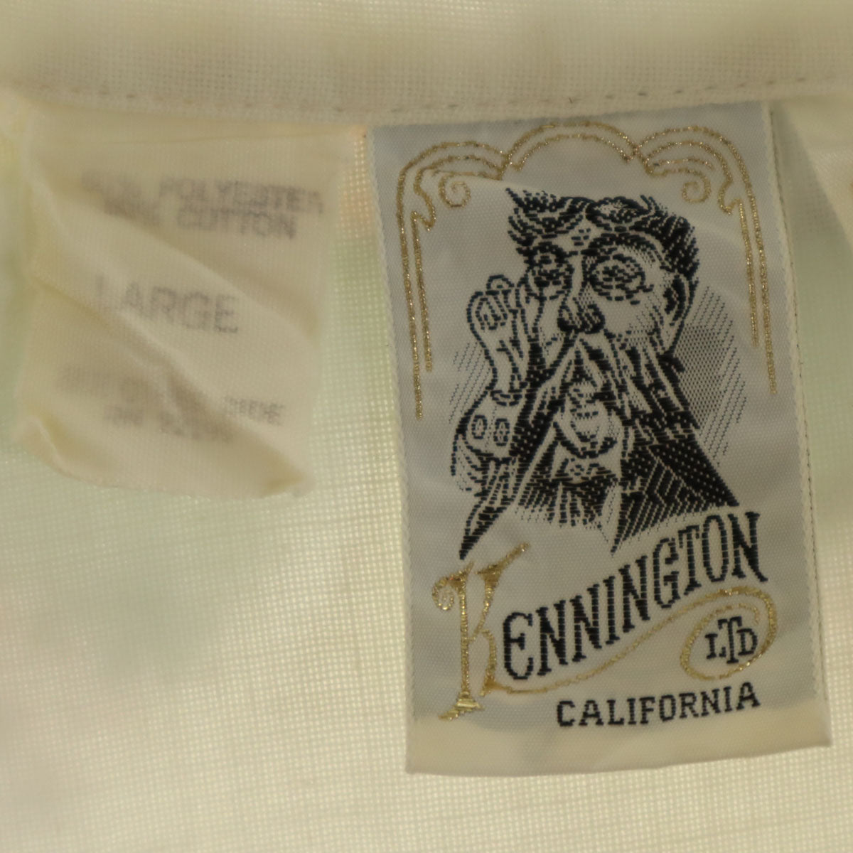 KENNINGTON ケニントン 70s ヴィンテージ 長袖 キルティング切替 シャツ L アイボリー メンズ