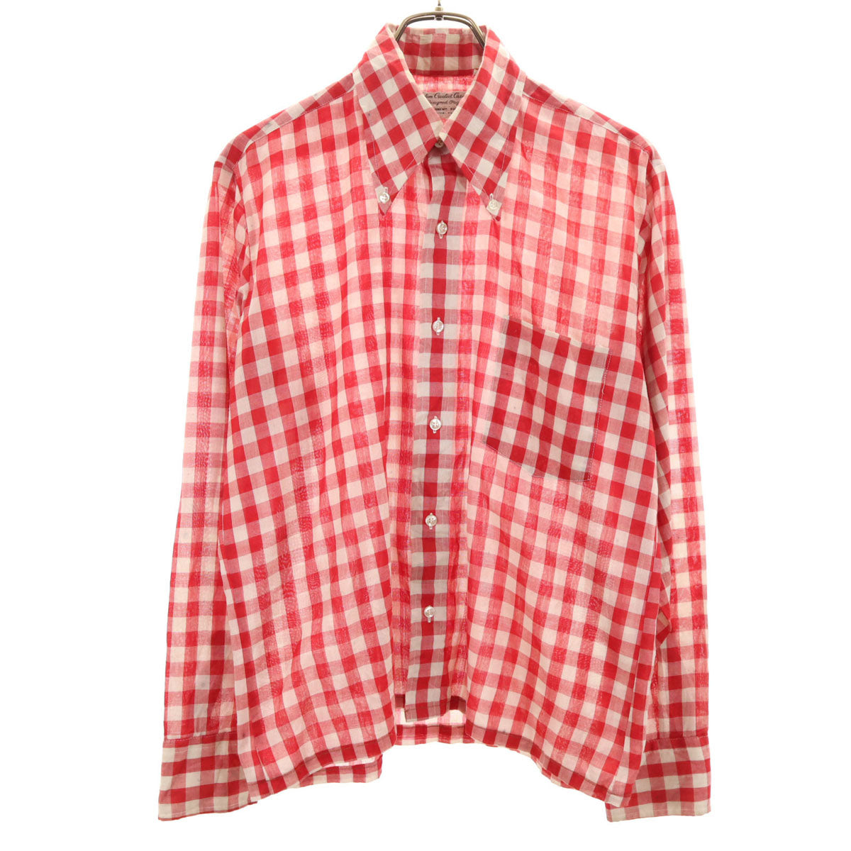 CUSTOM CREATED CASUALS 50s 60s ヴィンテージ ギンガムチェック 長袖 ボタンダウンシャツ M レッド メンズ