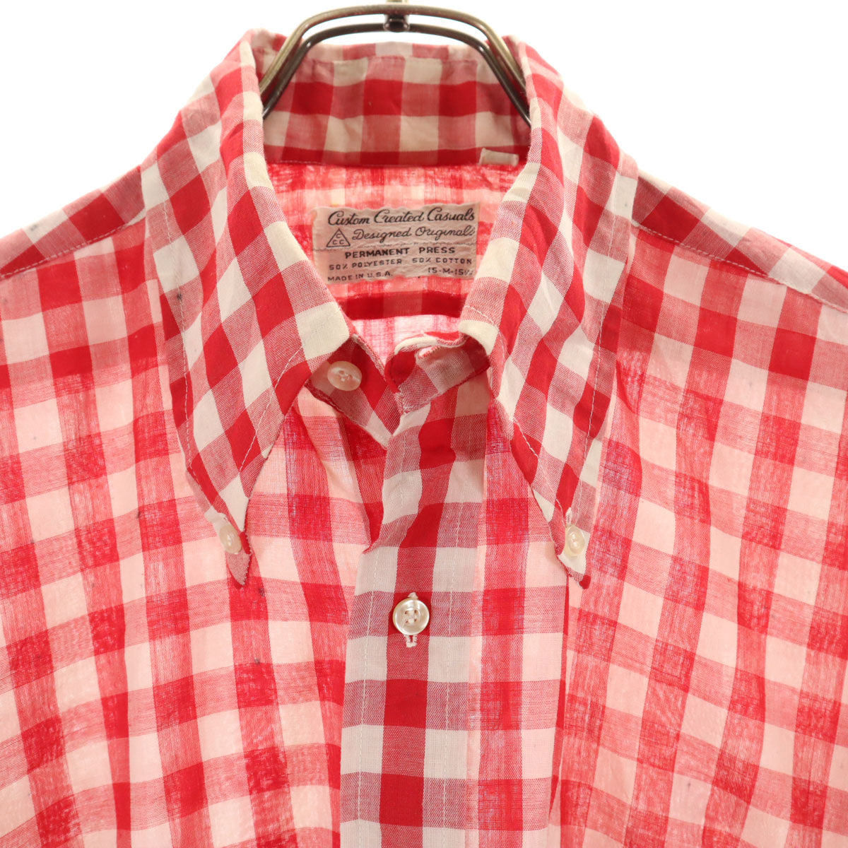 CUSTOM CREATED CASUALS 50s 60s ヴィンテージ ギンガムチェック 長袖 ボタンダウンシャツ M レッド メンズ