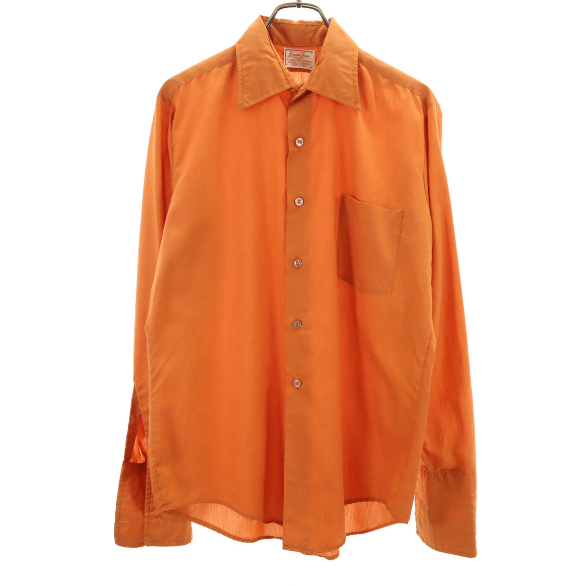 Hampshire House by VAN HEUSEN ハンプシャーハウス バイ ヴァンヒューゼン 70s ヴィンテージ 長袖 ダブルカフス シャツ 33 オレンジ メンズ