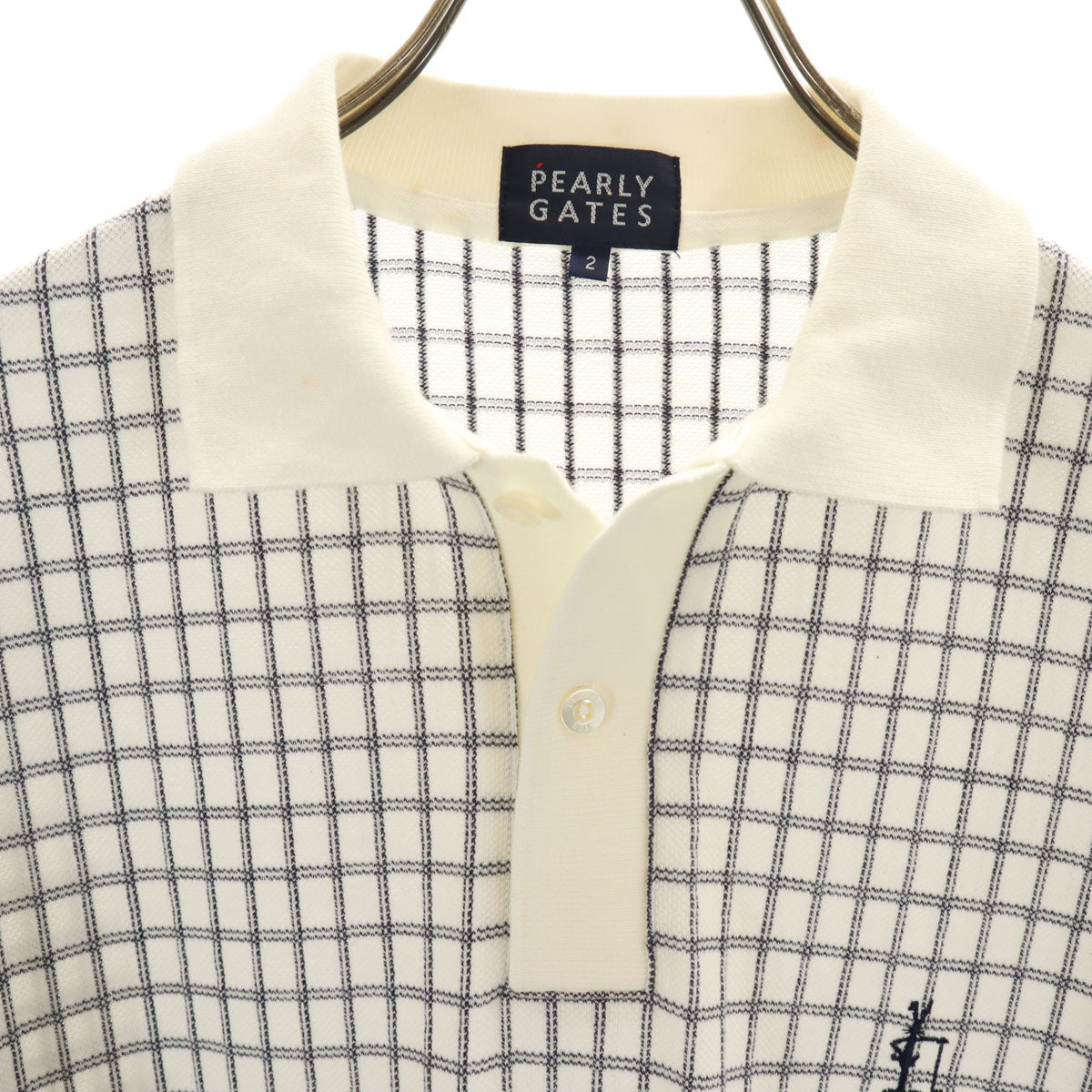 PEARLY GATES パーリーゲイツ 日本製 ゴルフ 半袖 ポロシャツ 2 ホワイト系 メンズ