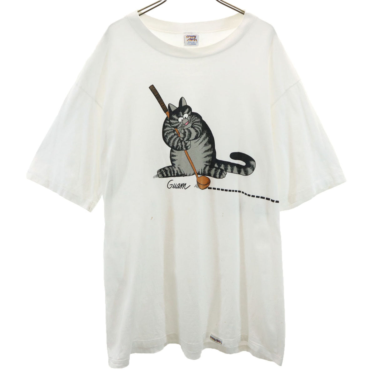Crazy Shirt クレイジーシャツ 90s USA製 オールド 猫 半袖 Tシャツ XL ホワイト系 メンズ