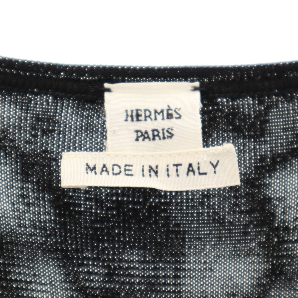 HERMES エルメス イタリア製 長袖 カットソー ブラック レディース