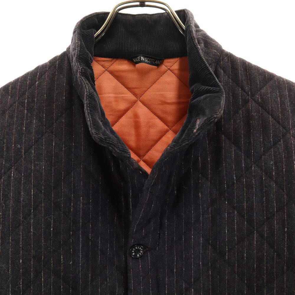 Mackintosh マッキントッシュ 英国製 ウールブレンド ストライプ柄 キルティングジャケット M ブラック ×Paul Smith メンズ