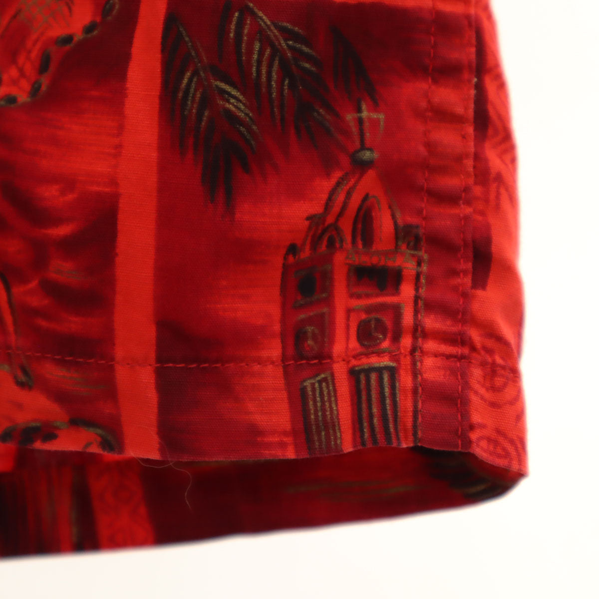 Island Casuals 60s ヴィンテージ 総柄 半袖 アロハシャツ 赤系 メンズ