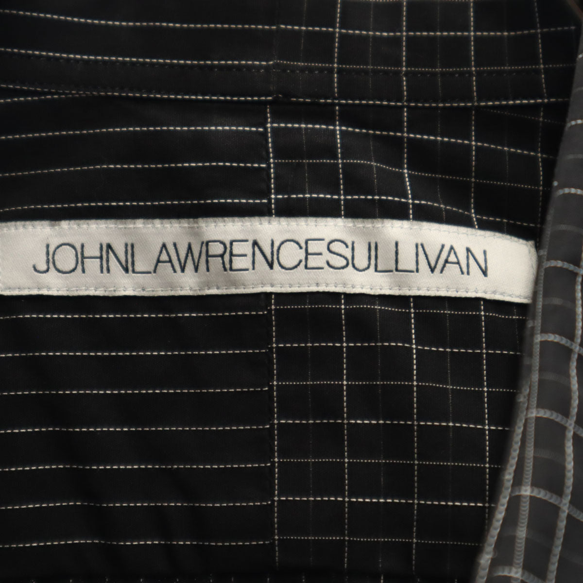 JOHN LAWRENCE SULLIVAN ジョンローレンスサリバン 日本製 チェック ストライプ柄 長袖 コットンシャツ 46 ブラック メンズ