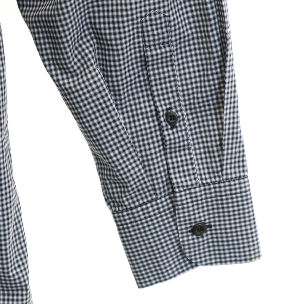 PRADA プラダ イタリア製 チェック柄 長袖 コットンシャツ 42 ブラック メンズ