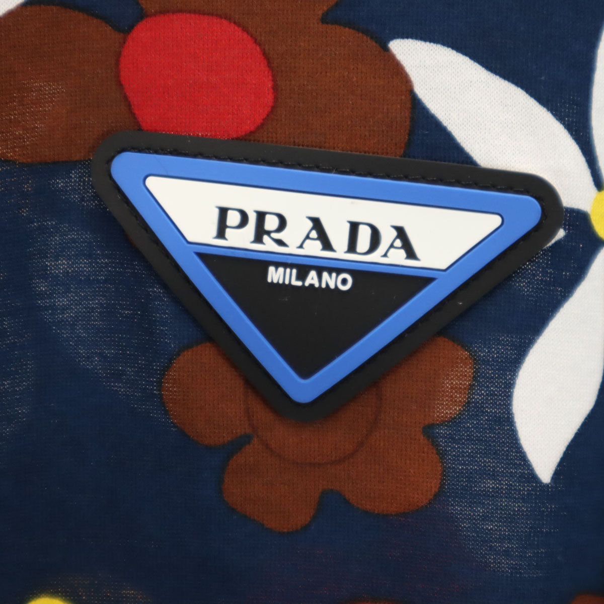 PRADA プラダ イタリア製 花柄 長袖 モックネック Tシャツ M ネイビー メンズ