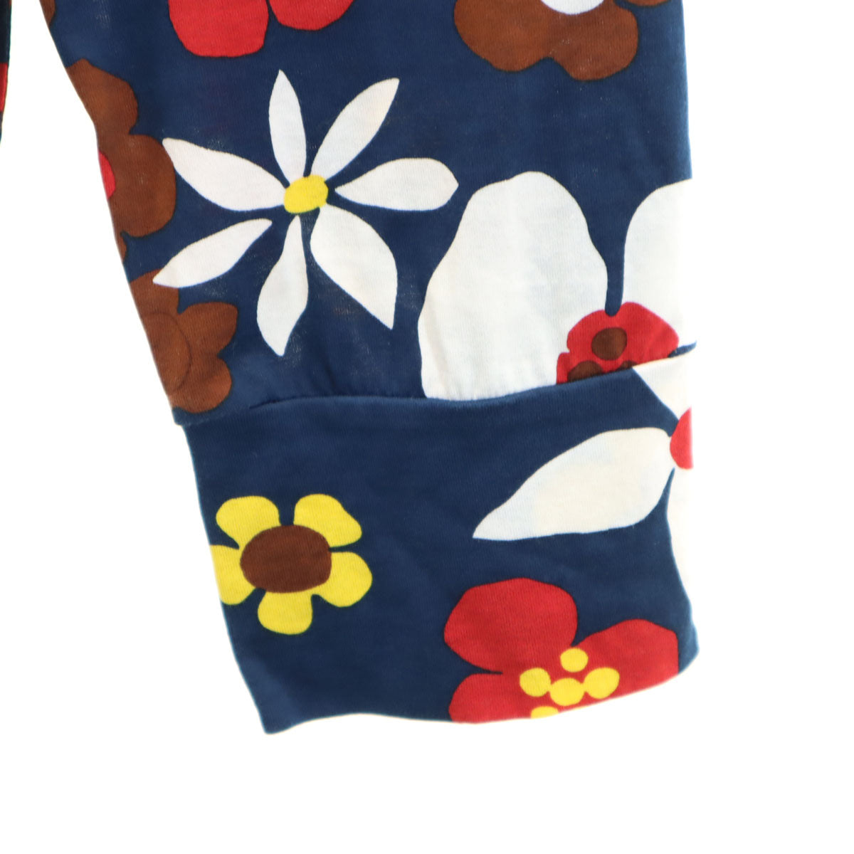 PRADA プラダ イタリア製 花柄 長袖 モックネック Tシャツ M ネイビー メンズ