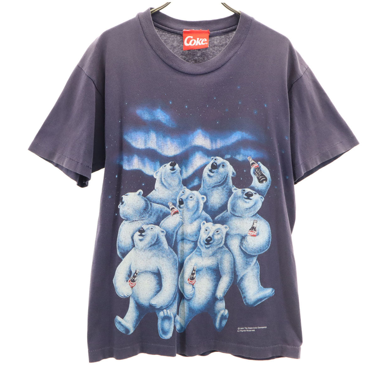 Coke コーク 90s USA製 オールド しろくま 半袖 Tシャツ M ネイビー シングルステッチ メンズ