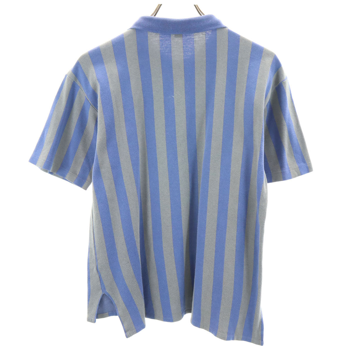 PERRY ELLIS ペリーエリス 90s オールド ストライプ柄 半袖 ポロシャツ M ブルー系 メンズ