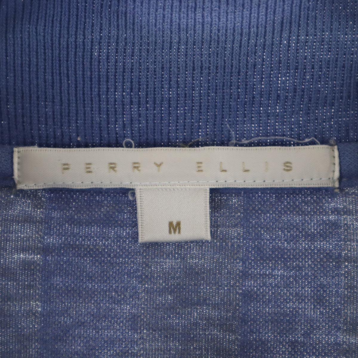 PERRY ELLIS ペリーエリス 90s オールド ストライプ柄 半袖 ポロシャツ M ブルー系 メンズ