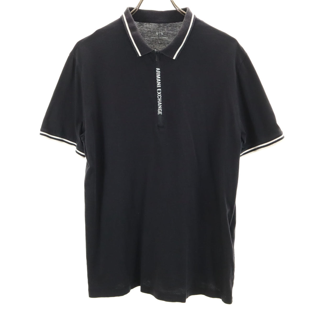 ARMANI EXCHANGE アルマーニエクスチェンジ 半袖 ハーフジップ シャツ L ブラック系 メンズ