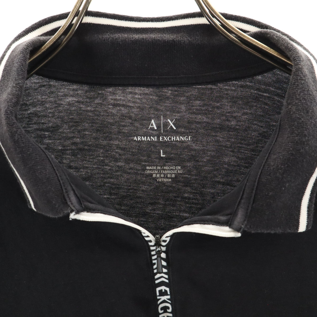 ARMANI EXCHANGE アルマーニエクスチェンジ 半袖 ハーフジップ シャツ L ブラック系 メンズ