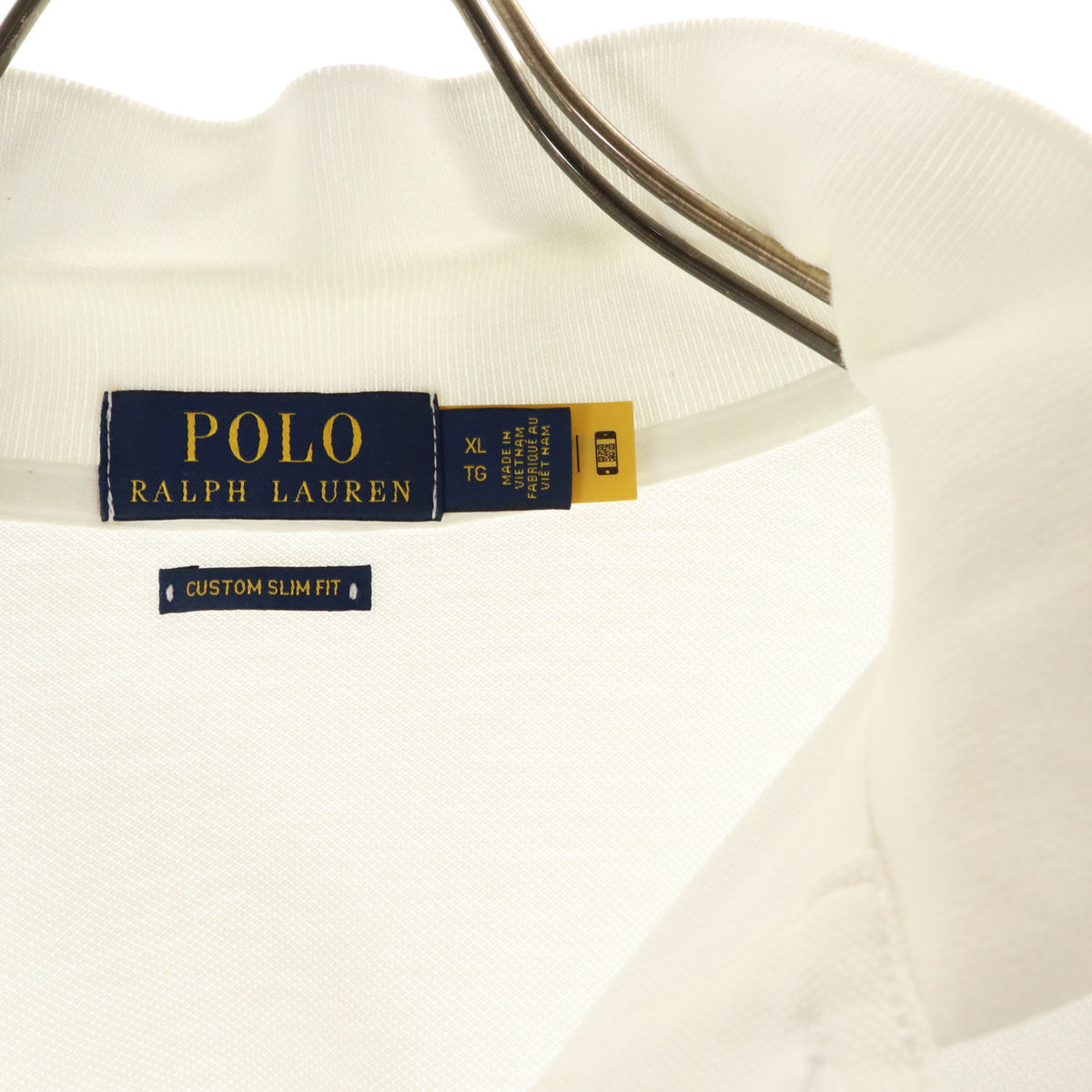 POLO RALPH LAUREN ポロラルフローレン ポロベア刺繍 半袖 カスタムスリムフィット ポロシャツ XL ホワイト 鹿の子 メンズ