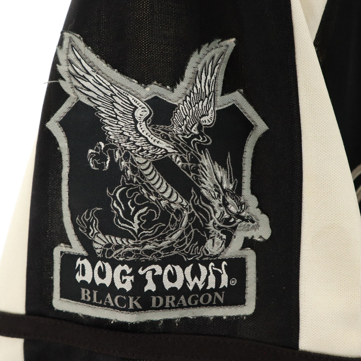 DOGTOWN ドッグタウン 90s オールド ベースボールシャツ 半袖 Vネック シャツ ブラック系 黒龍 メンズ