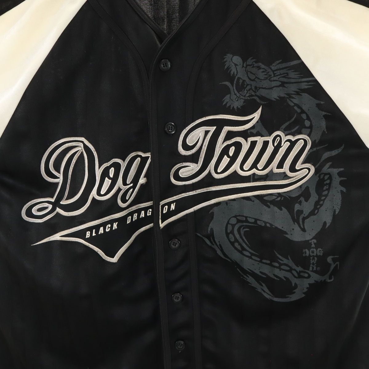 DOGTOWN ドッグタウン 90s オールド ベースボールシャツ 半袖 Vネック シャツ ブラック系 黒龍 メンズ