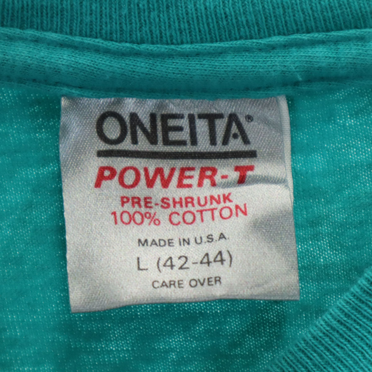 ONEITA オニータ 90s USA製 オールド 半袖 Tシャツ L ターコイズ シングルステッチ メンズ