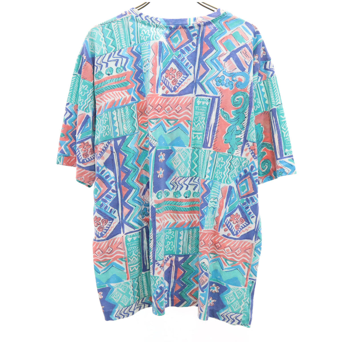 katelyn rose ケイトリンローズ 90s USA製 オールド 総柄 半袖 Tシャツ 1X ブルー系 レディース