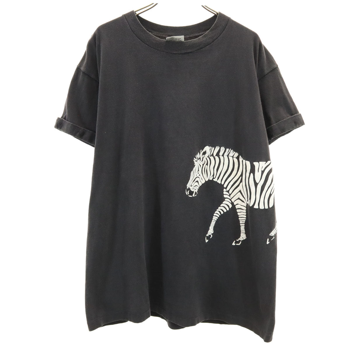 ONEITA オニータ 90s USA製 オールド シマウマ プリント 半袖 Tシャツ XL ブラック メンズ