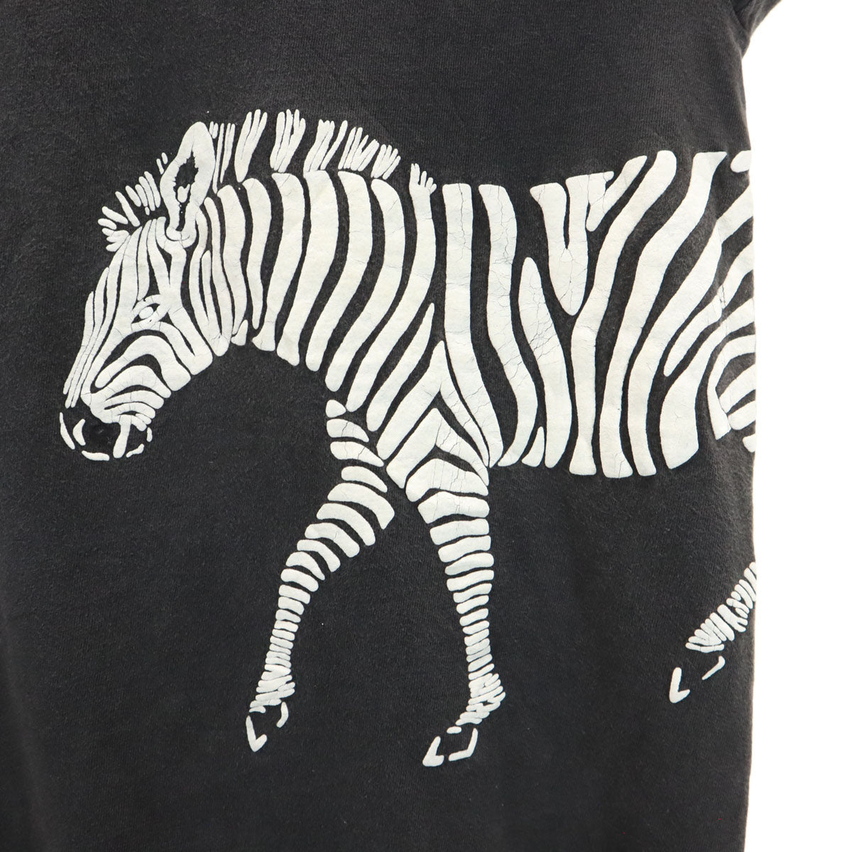 ONEITA オニータ 90s USA製 オールド シマウマ プリント 半袖 Tシャツ XL ブラック メンズ